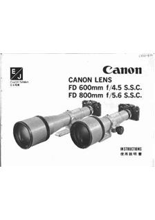 Canon 600/4.5 manual. Camera Instructions.